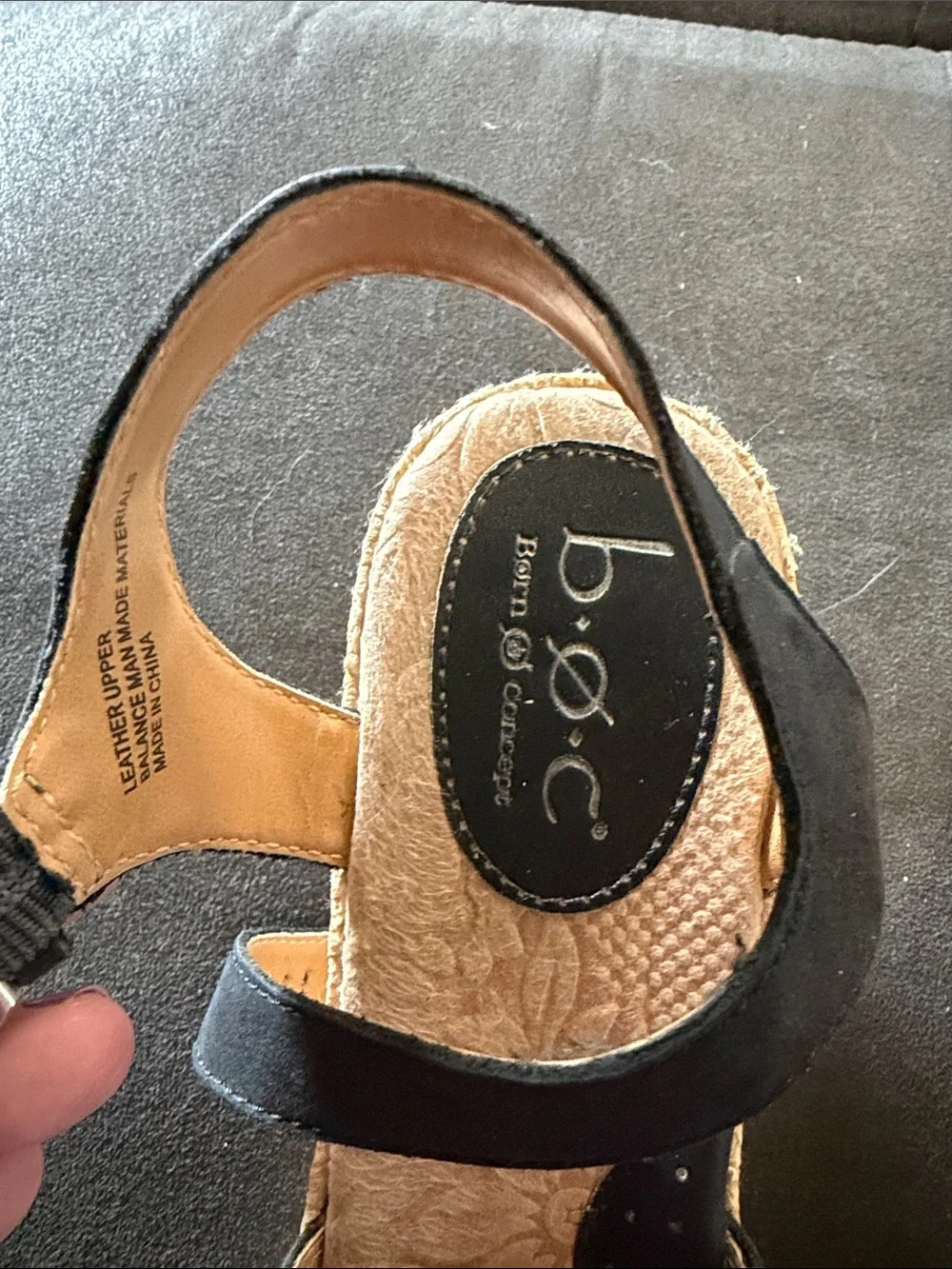 b.o.c. Black Strappy Espadrille Wedge Sandals